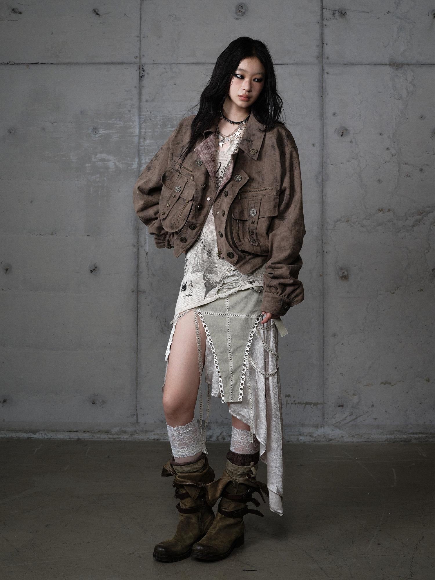 NO ROMANCE Vintage Oversized Plaid Lapel Button Front Long Sleeve Women Casual Jackets