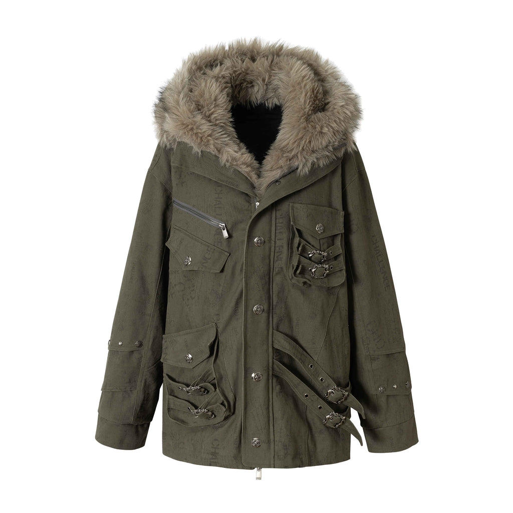 NO_ROMANCE_Thick_Insulated_Hooded_Punk_Oversized_Midlength_Zip_Khaki_Green_Puffer_Jackets_MISSTT