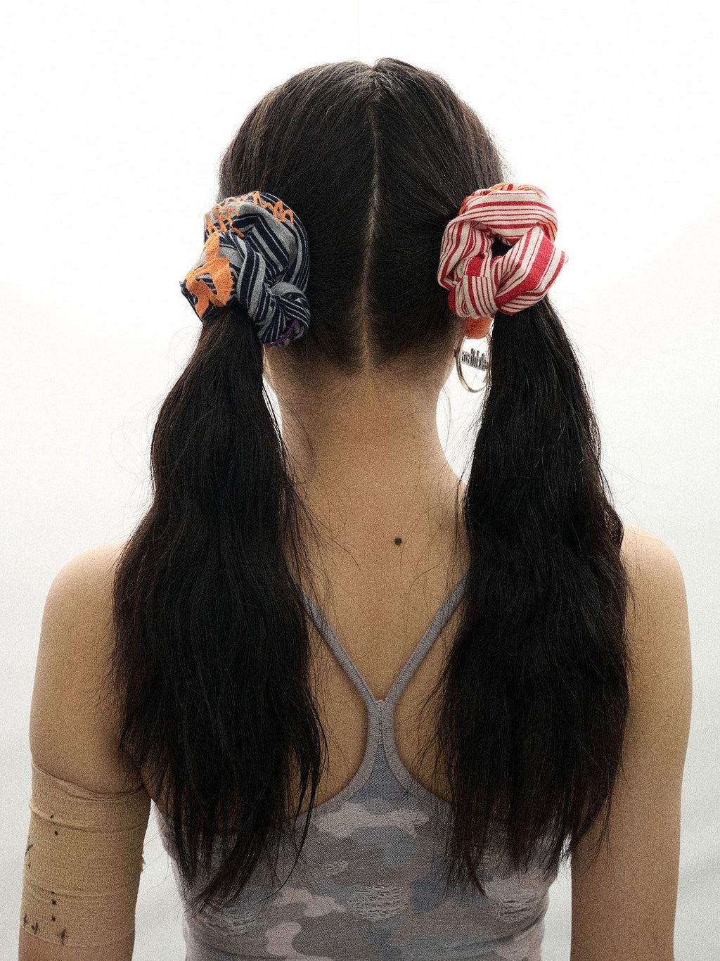 Achihara Watermelon Striped Red White And Blue Gray Soft Women'S Hair Ties
