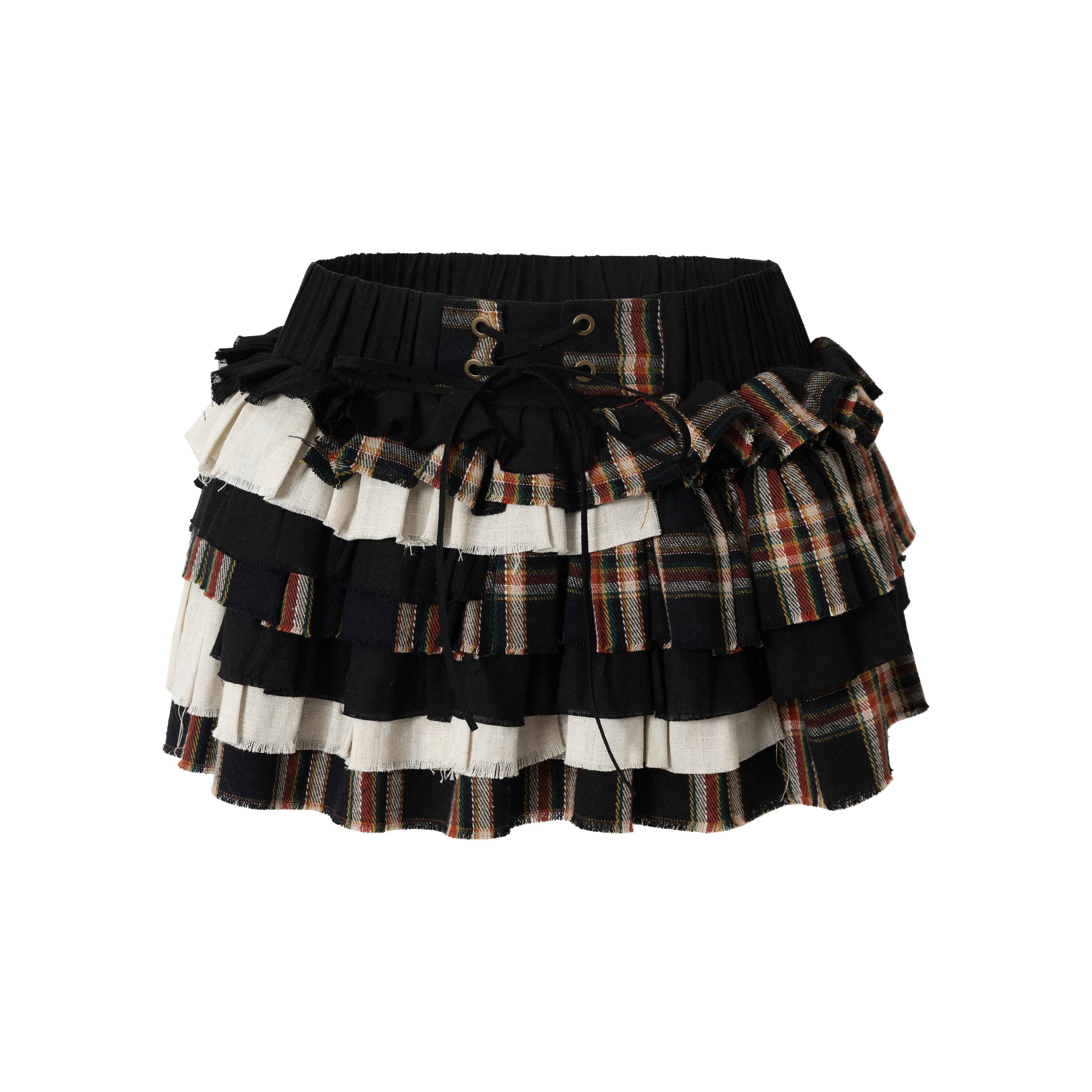 NO_ROMANCE_Layered_Low_Waist_Punk_Cake_Skirt_Loose_Linen_Cotton_Youth_Citywalk_Mini_Skirts_MISSTT