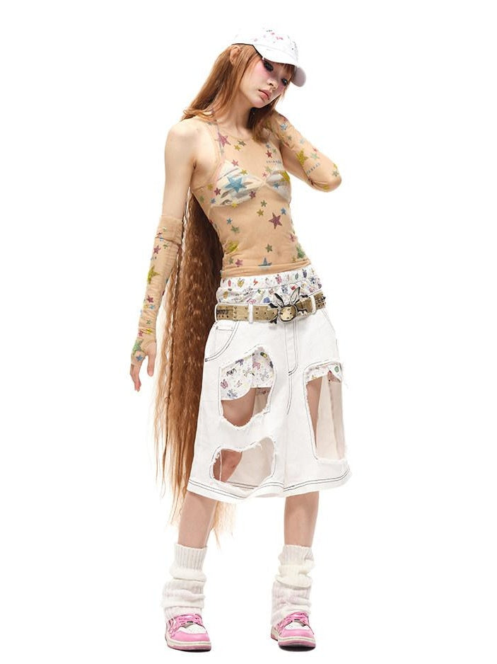 CFIERCE Breathable Cotton Low Waist Wide Leg Loose Fit Casual Youth Red White Zipper Fly
