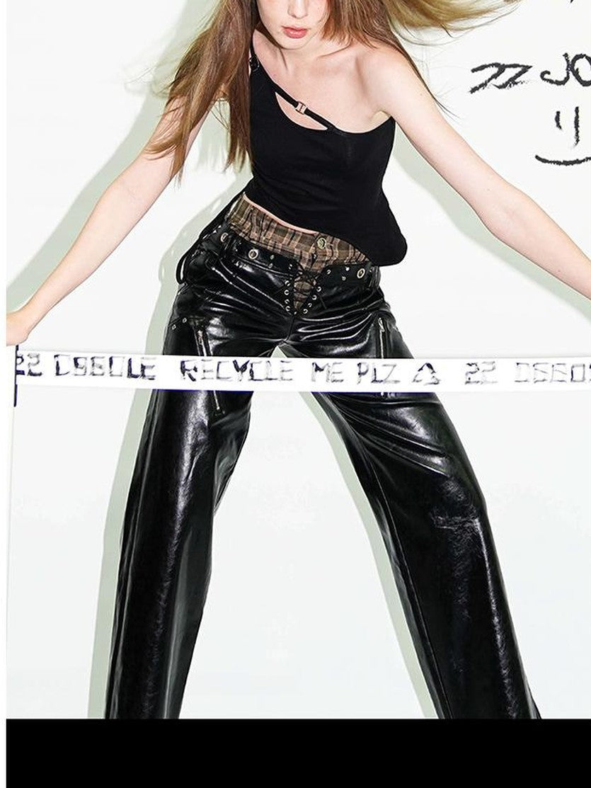 22 doodle Asymmetric Cutout One Shoulder Sexy Slim Fit Women's Cotton Camisoles
