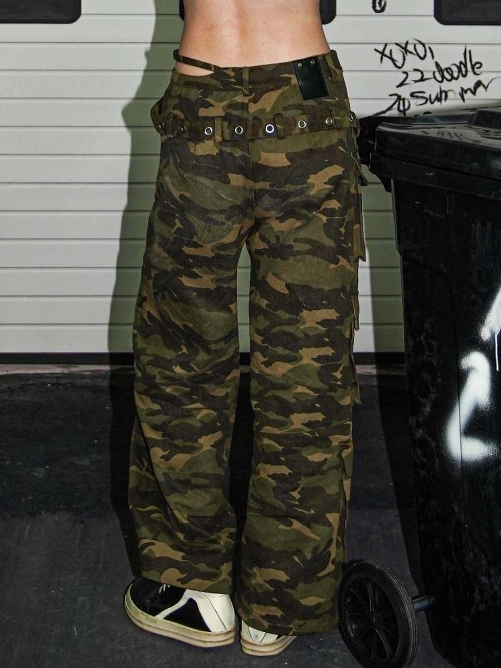 22 doodle Camouflage Washed Wide Leg Women's Cotton Cargo Pants