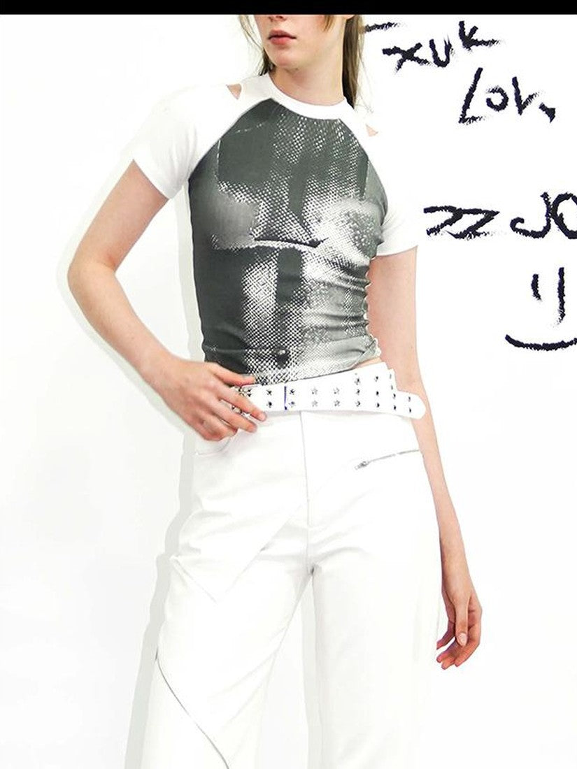 22 doodle Creative Print Streetwear Women's Cotton Slim T-shirts