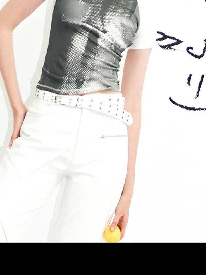 22 doodle Creative Print Streetwear Women's Cotton Slim T-shirts