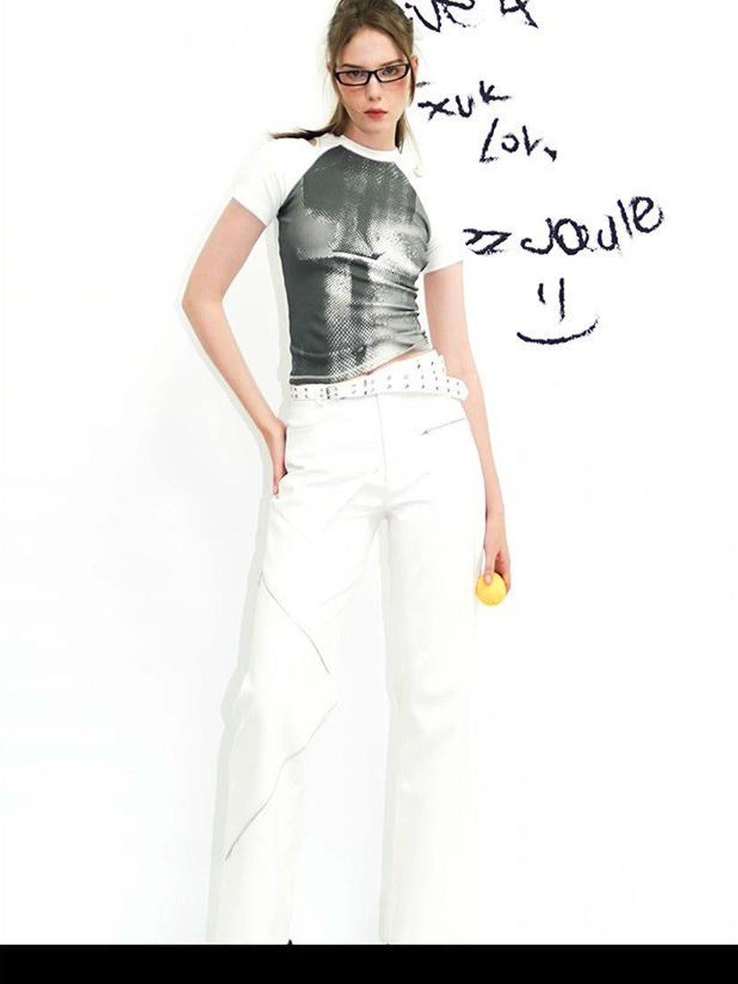 22 doodle Creative Print Streetwear Women's Cotton Slim T-shirts