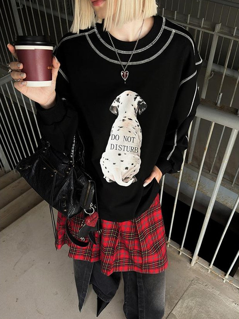 22 doodle Doodle Dog Print Long Sleeve Cotton Blend Women's Oversized Hoodies