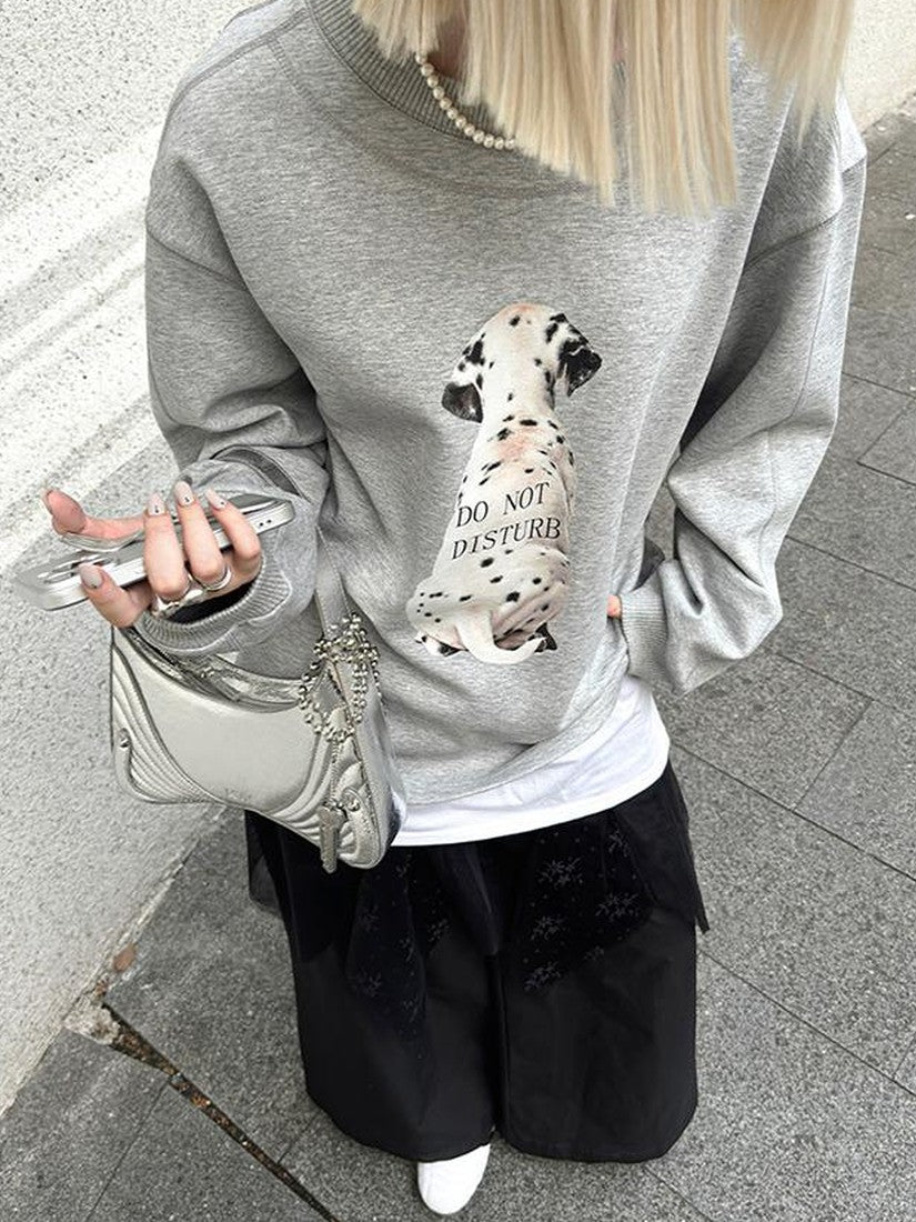22 doodle Doodle Dog Print Long Sleeve Cotton Blend Women's Oversized Hoodies