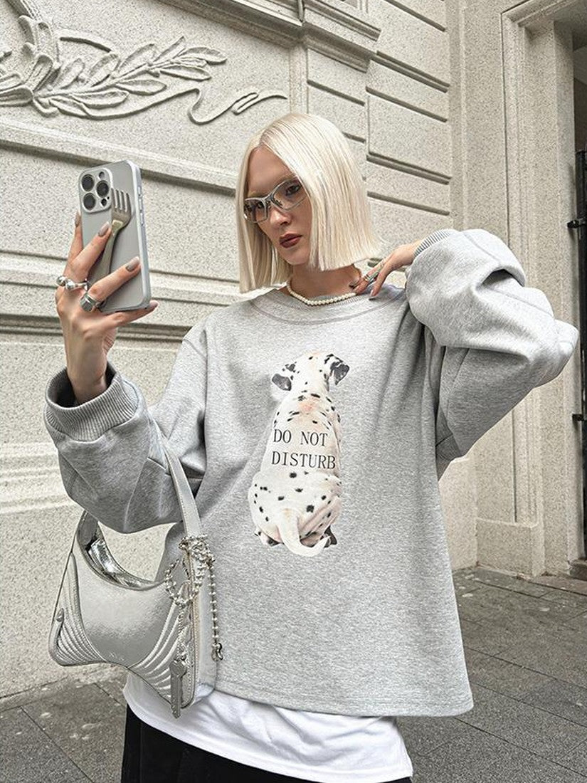 22 doodle Doodle Dog Print Long Sleeve Cotton Blend Women's Oversized Hoodies