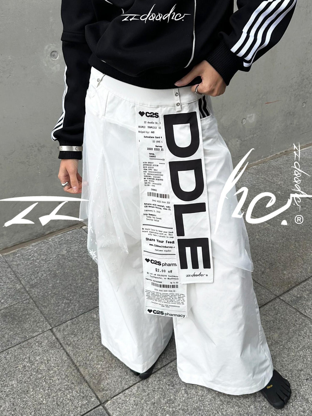22 doodle Letter Print Ribbon Wide Leg Polyester Women's Skorts