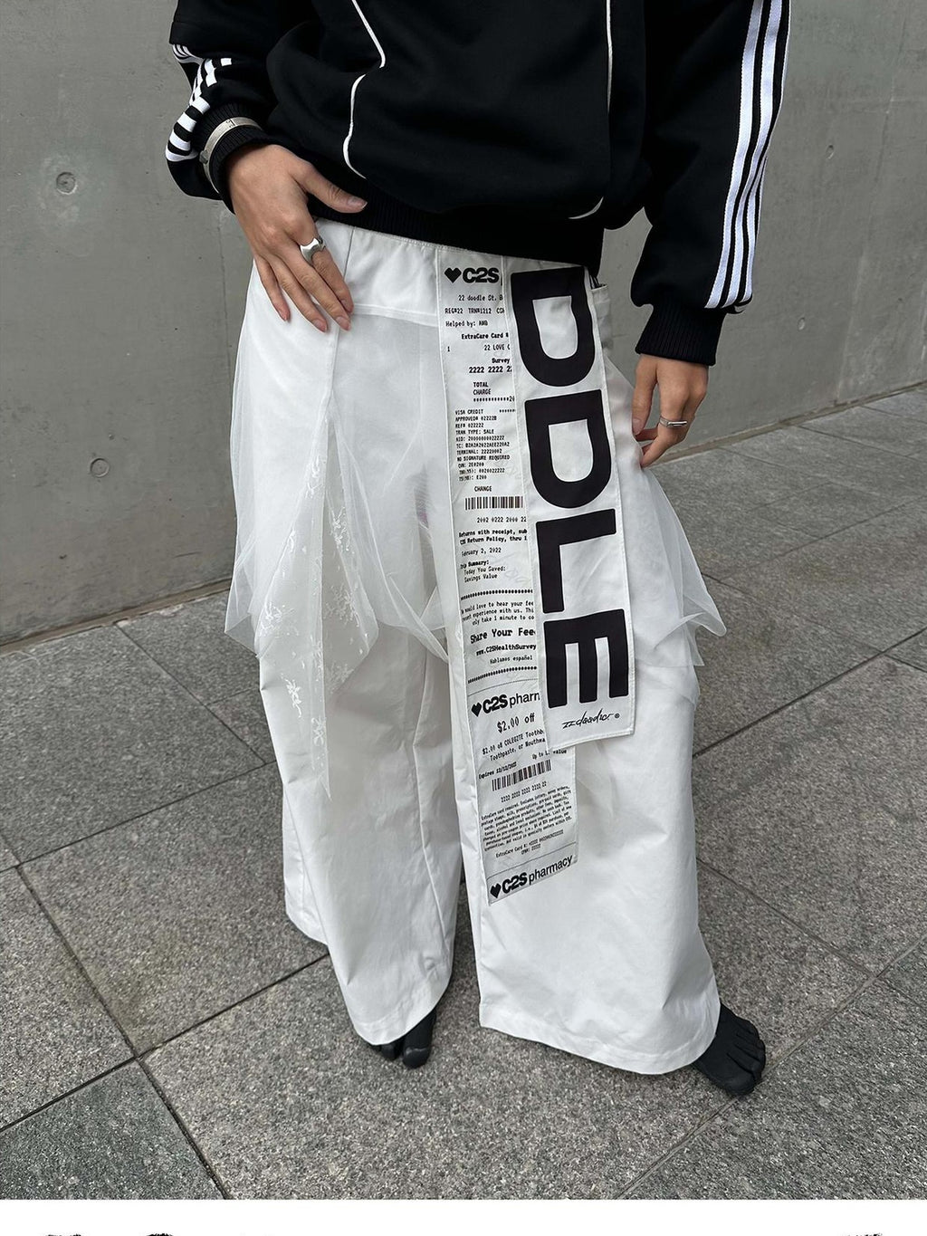 22 doodle Letter Print Ribbon Wide Leg Polyester Women's Skorts