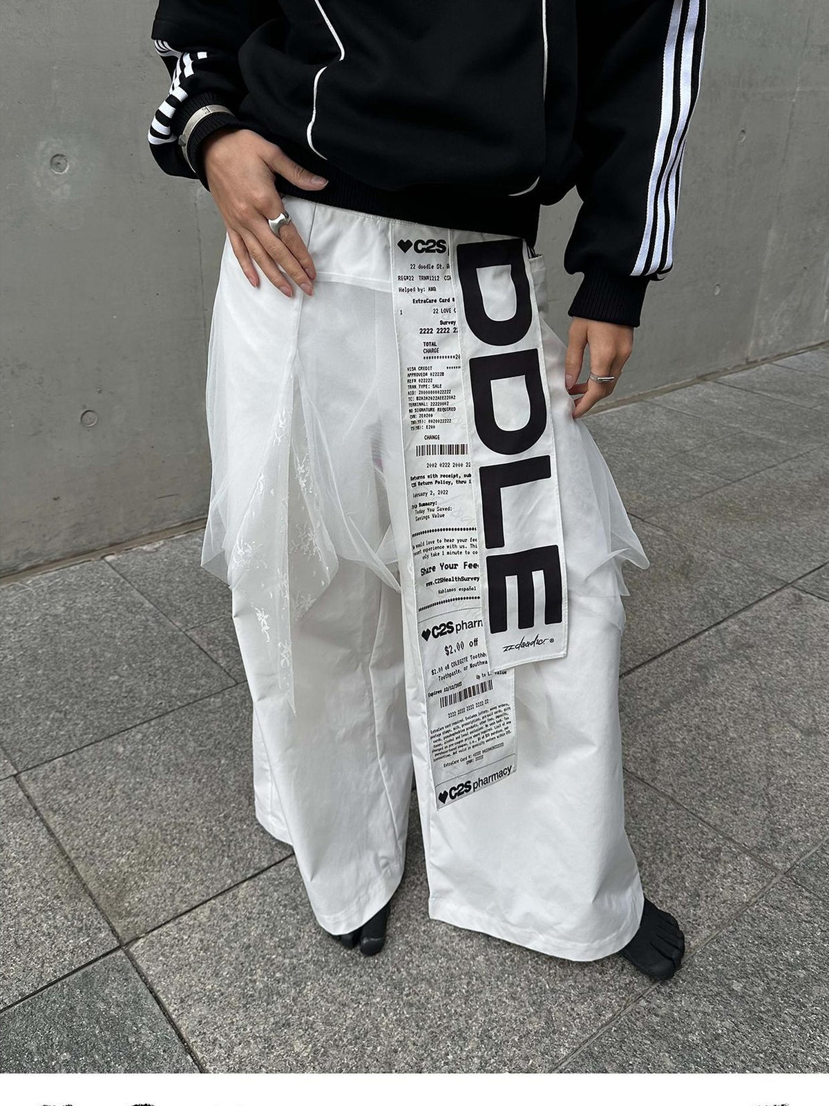 22 doodle Letter Print Ribbon Wide Leg Polyester Women's Skorts