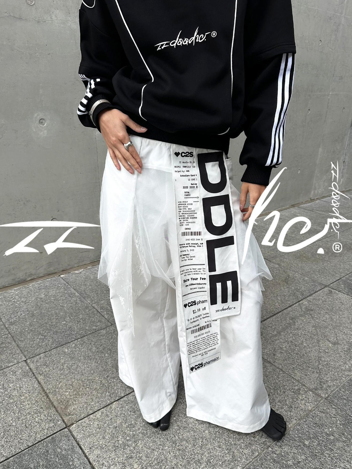 22 doodle Letter Print Ribbon Wide Leg Polyester Women's Skorts