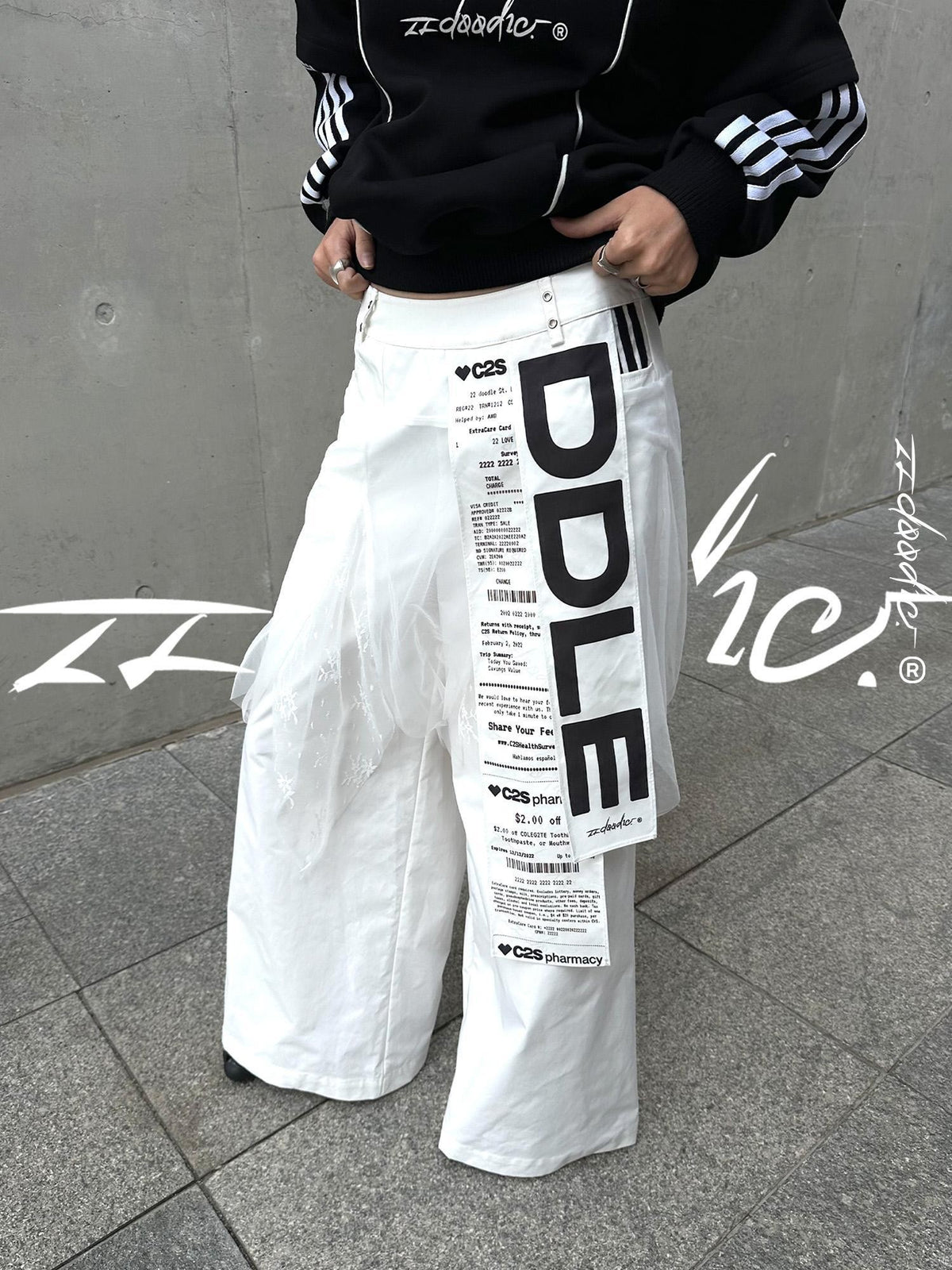 22 doodle Letter Print Ribbon Wide Leg Polyester Women's Skorts