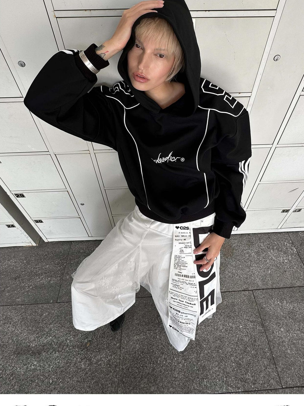 22 doodle Oversized American Street Long Sleeve Pullover Cotton Blend Women's Hoodies