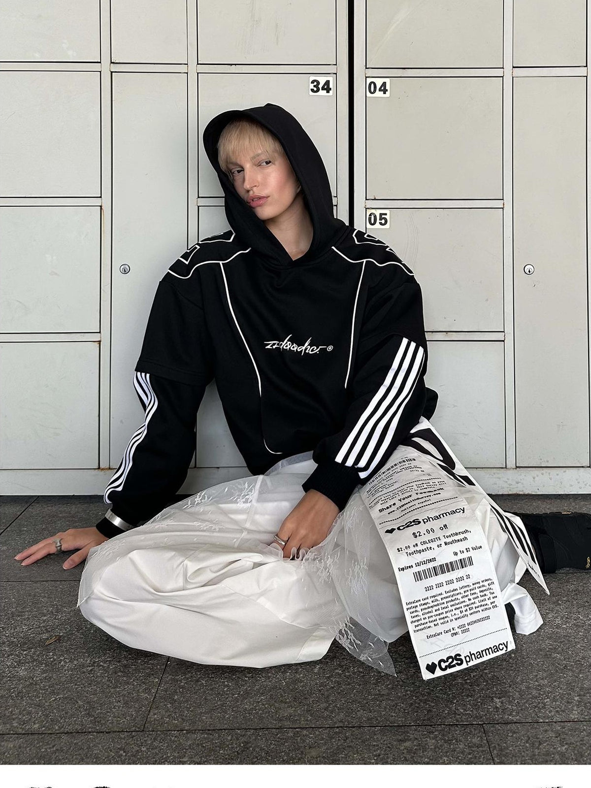22 doodle Oversized American Street Long Sleeve Pullover Cotton Blend Women's Hoodies