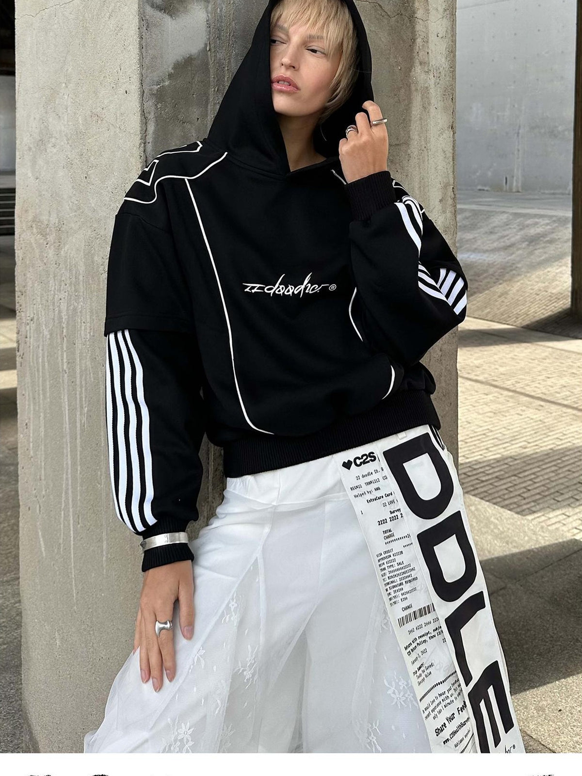 22 doodle Oversized American Street Long Sleeve Pullover Cotton Blend Women's Hoodies