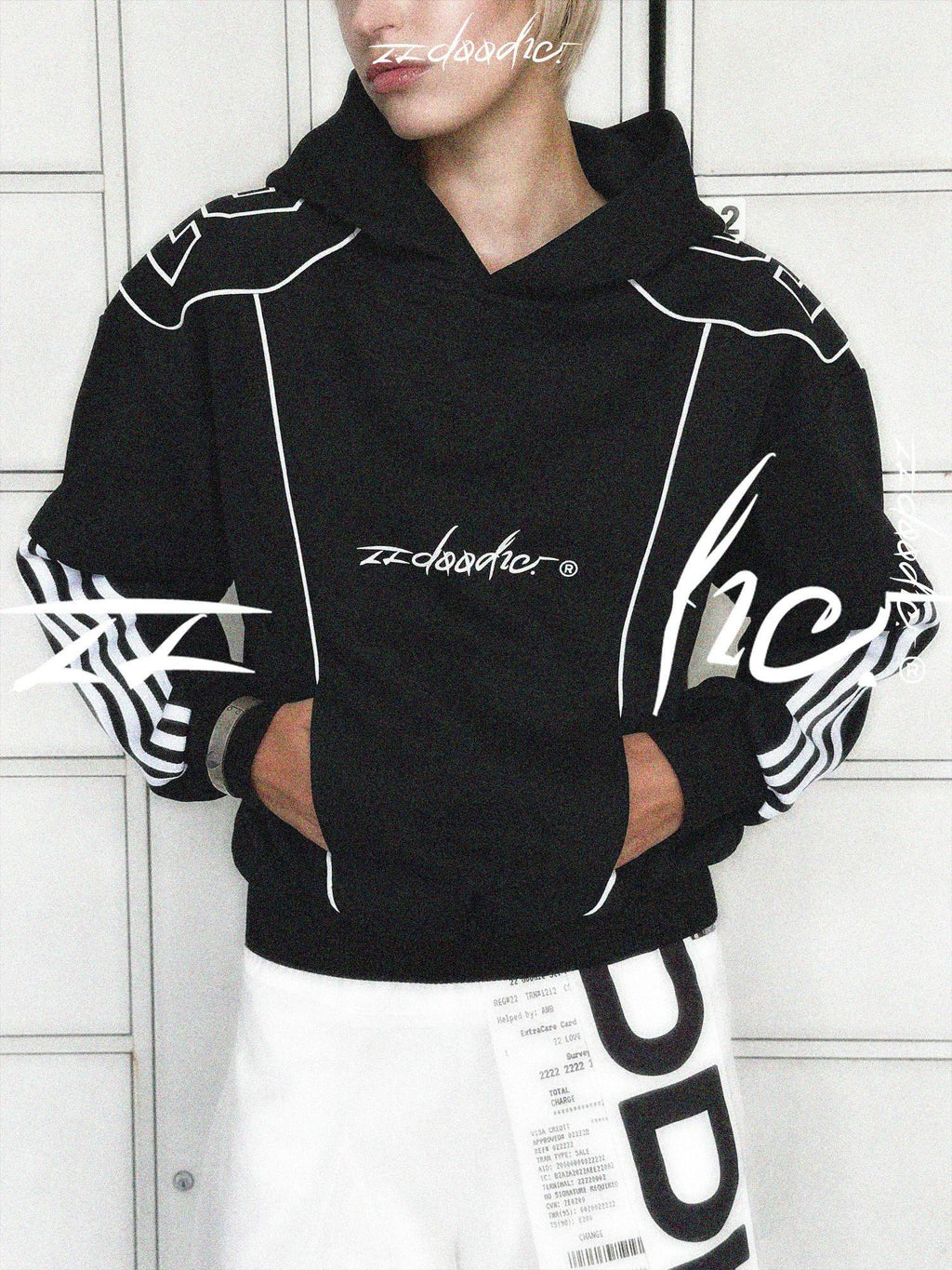 22 doodle Oversized American Street Long Sleeve Pullover Cotton Blend Women's Hoodies