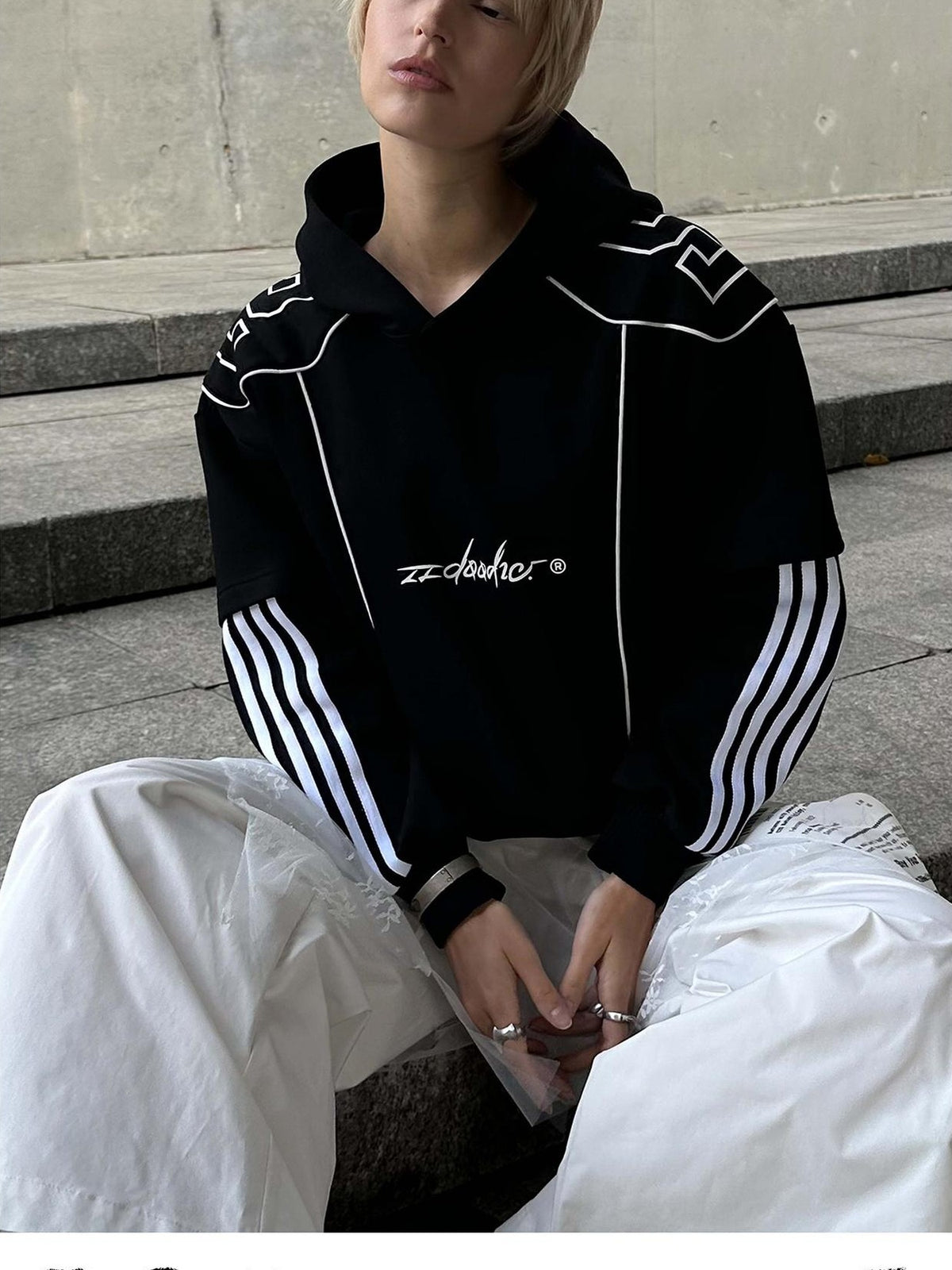 22 doodle Oversized American Street Long Sleeve Pullover Cotton Blend Women's Hoodies