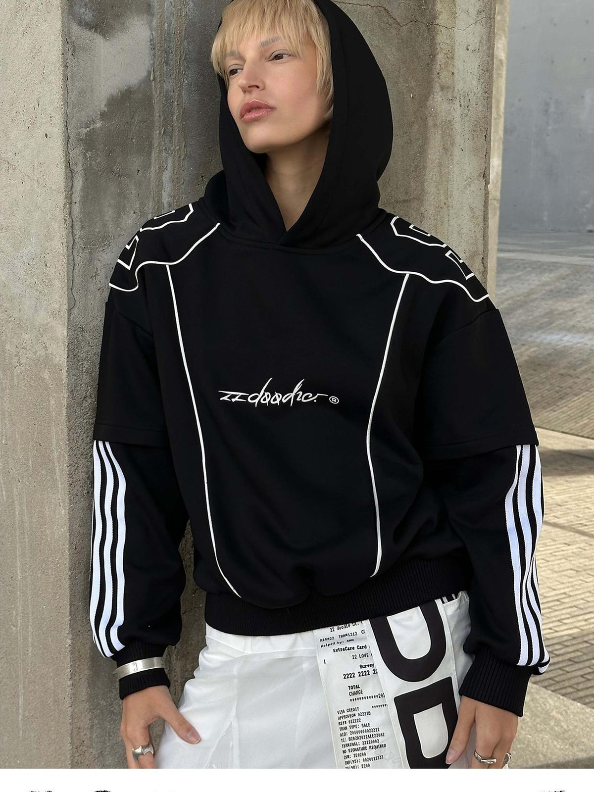 22 doodle Oversized American Street Long Sleeve Pullover Cotton Blend Women's Hoodies