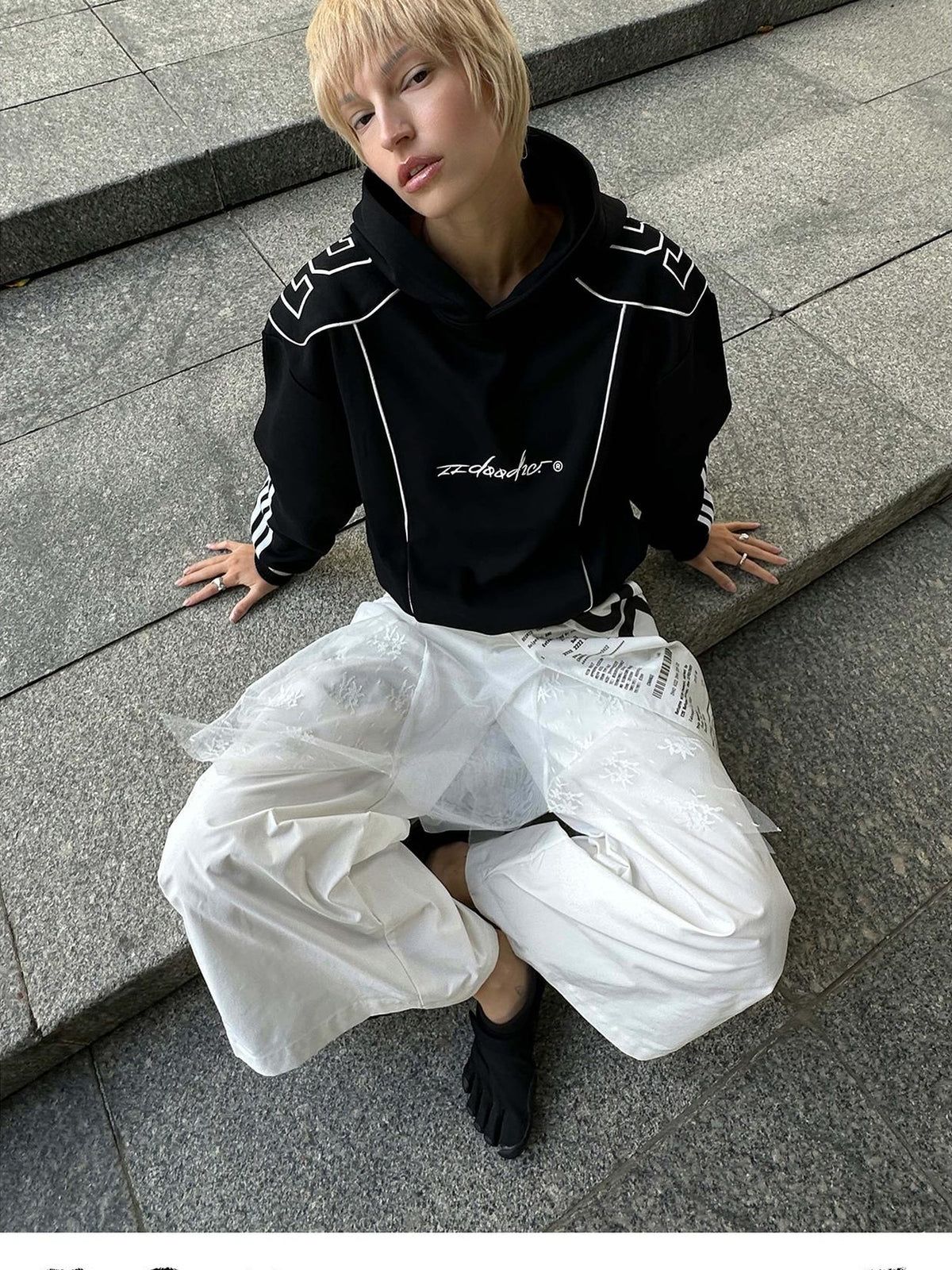 22 doodle Oversized American Street Long Sleeve Pullover Cotton Blend Women's Hoodies