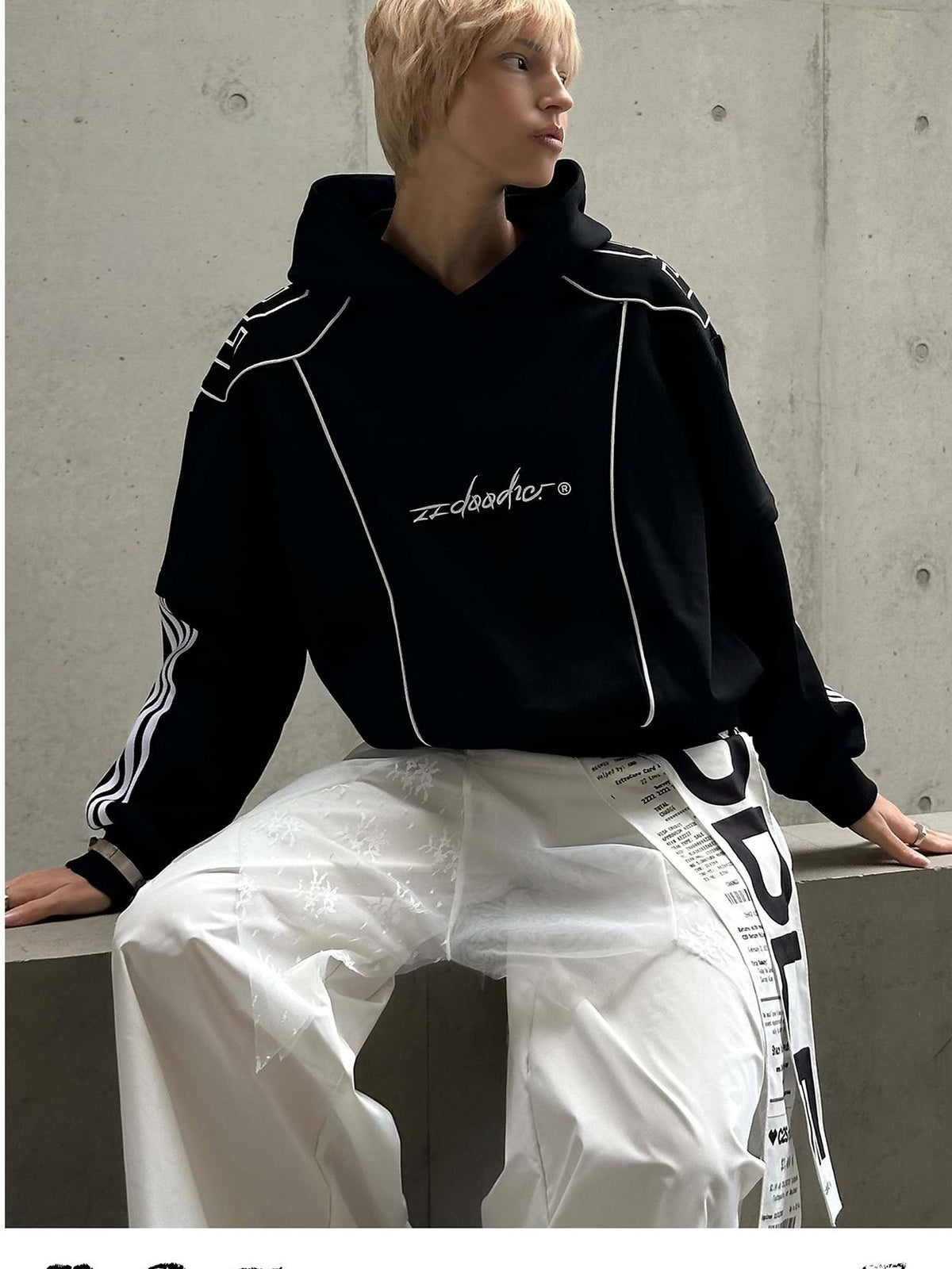 22 doodle Oversized American Street Long Sleeve Pullover Cotton Blend Women's Hoodies