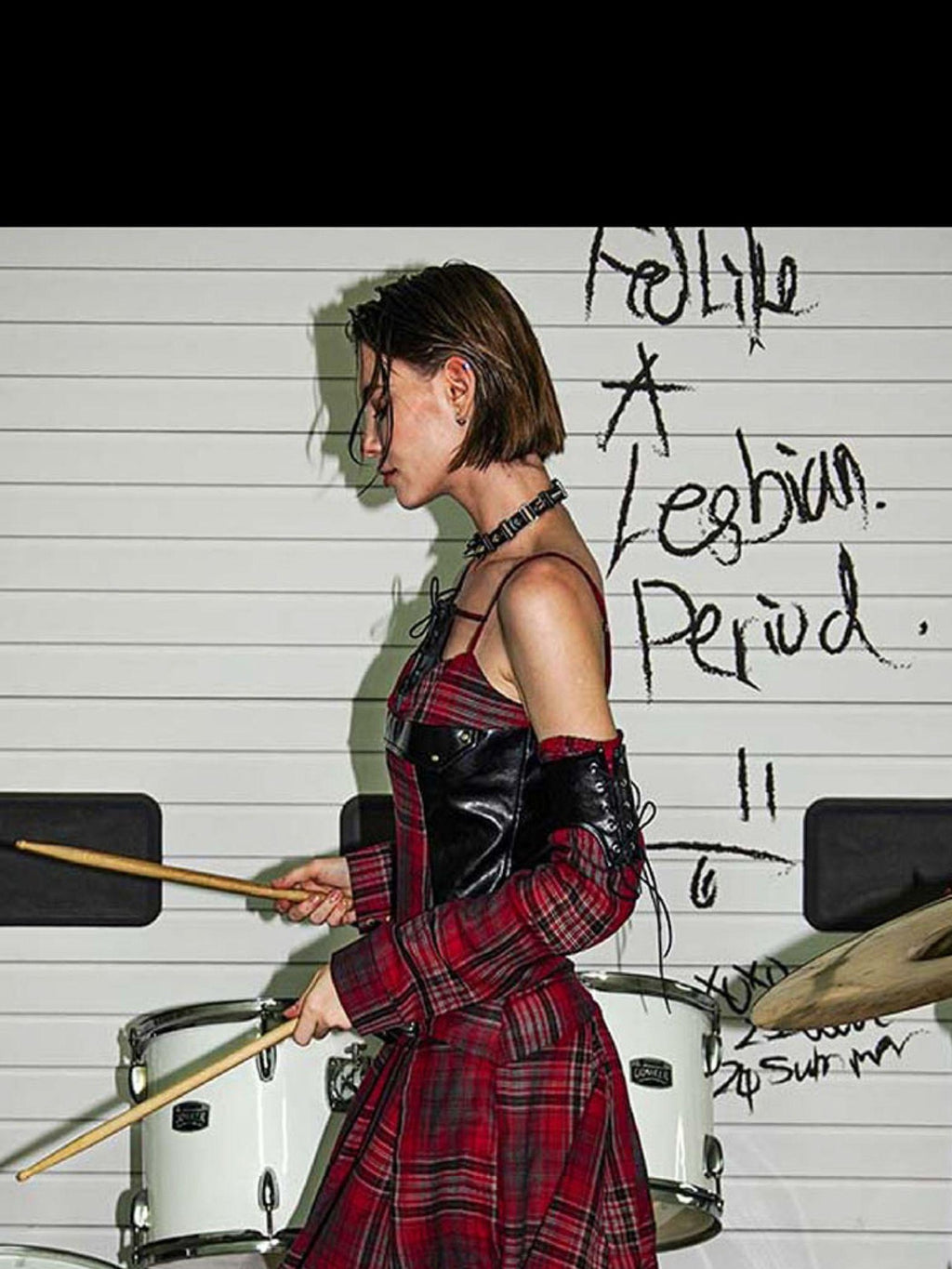 22 doodle Punk Ballet Studded Plaid Linen Patchwork High Waist Women's Slip Mini Dresses