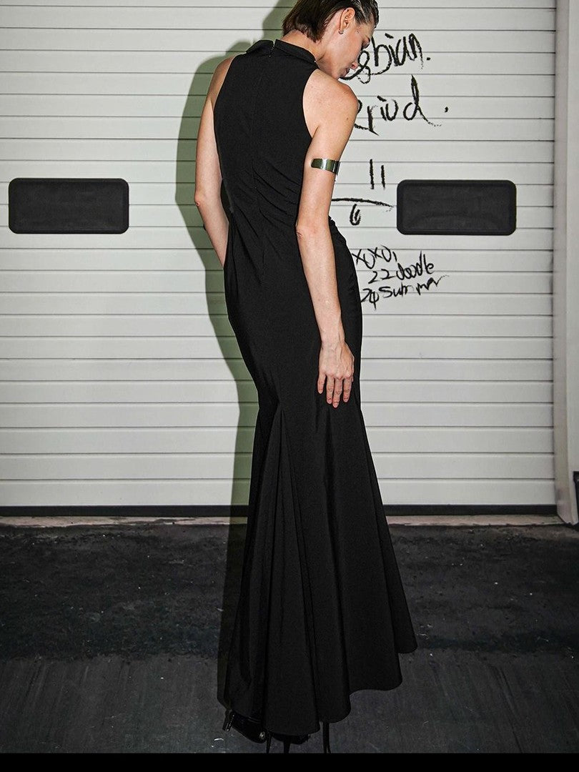22 doodle Sexy Cutout Studded Lace Up High Waist Mermaid Women's Bodycon Maxi Dresses