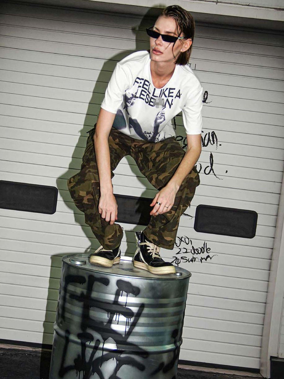 22 doodle Streetwear Letter Print Women's Oversized T-shirts