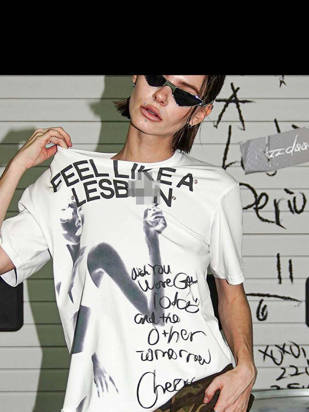 22 doodle Streetwear Letter Print Women's Oversized T-shirts