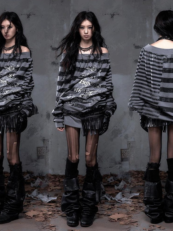 NO ROMANCE Stretch Viscose Printed Relaxed Loose Longsleeve Women Party Casual Mini Dresses