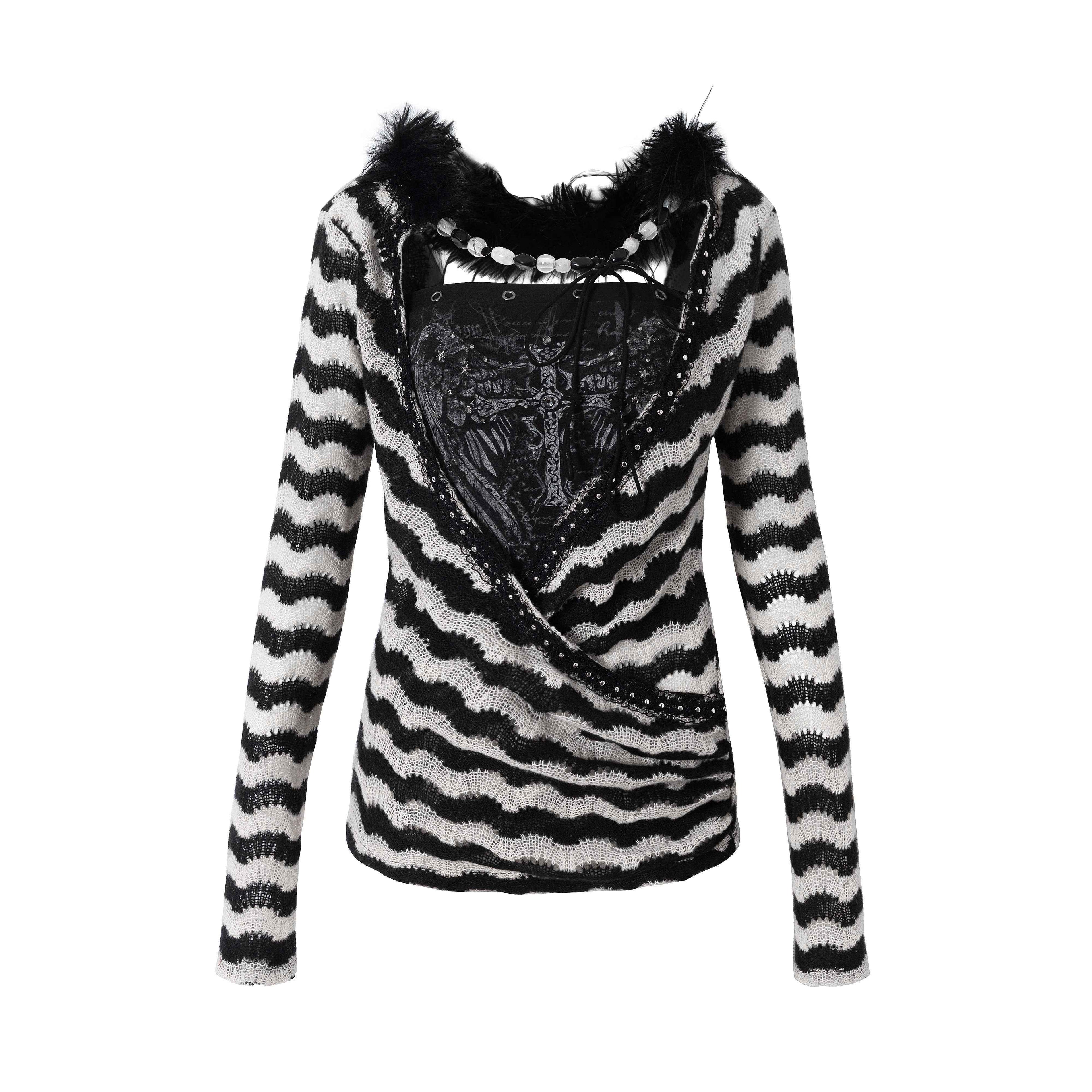 NO_ROMANCE_Edgy_Slim_Fit_Striped_Knit_Polyester_Long_Sleeve_Women_Layering_Cardigans_MISSTT