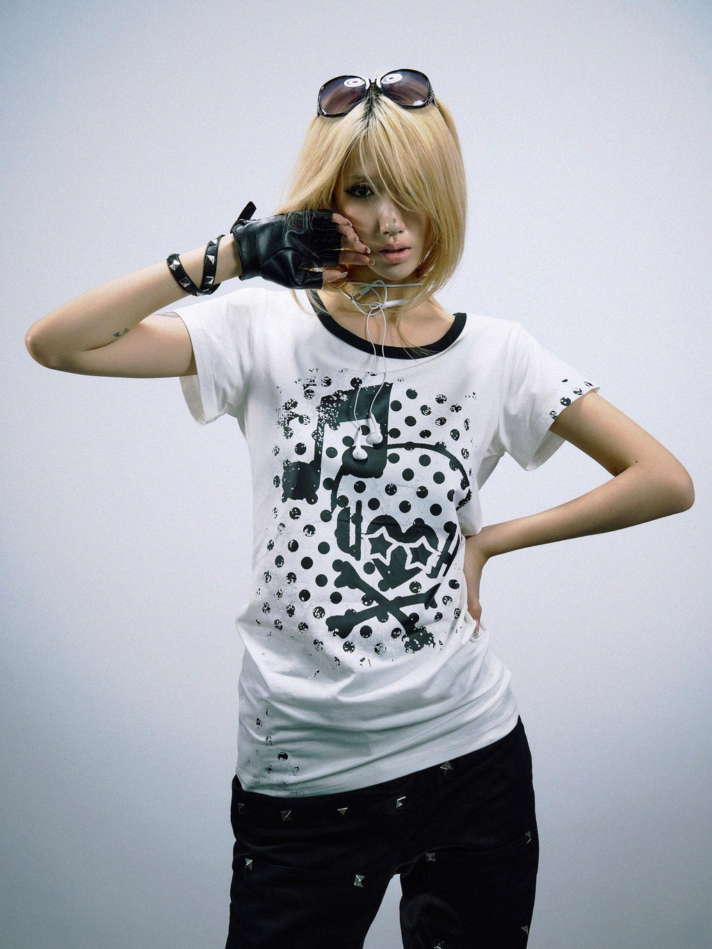 PAIKI Embossed Polka Dot Slim Fit Unisex Casual Sorona Cotton Short Sleeve T-Shirts