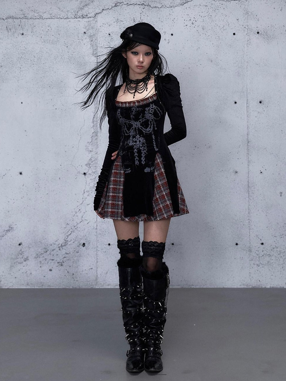 NO ROMANCE Vintage Puff Sleeve Square Neck Slim A Line Citywalk Party Casual Mini Dresses