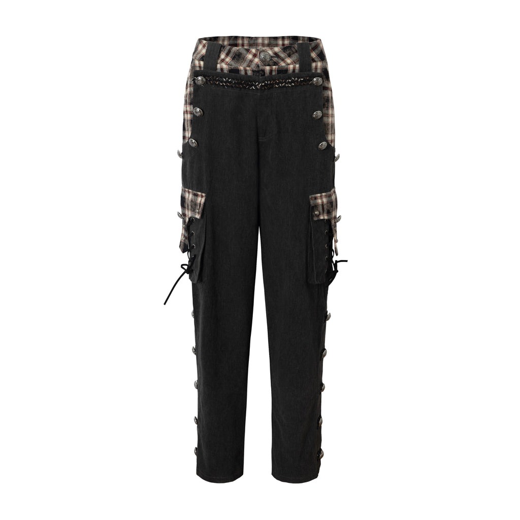 NO_ROMANCE_Pure_Cotton_Punk_Patchwork_Loose_Fit_Natural_Waist_Button_Fly_Women_Pants_Chinos_MISSTT