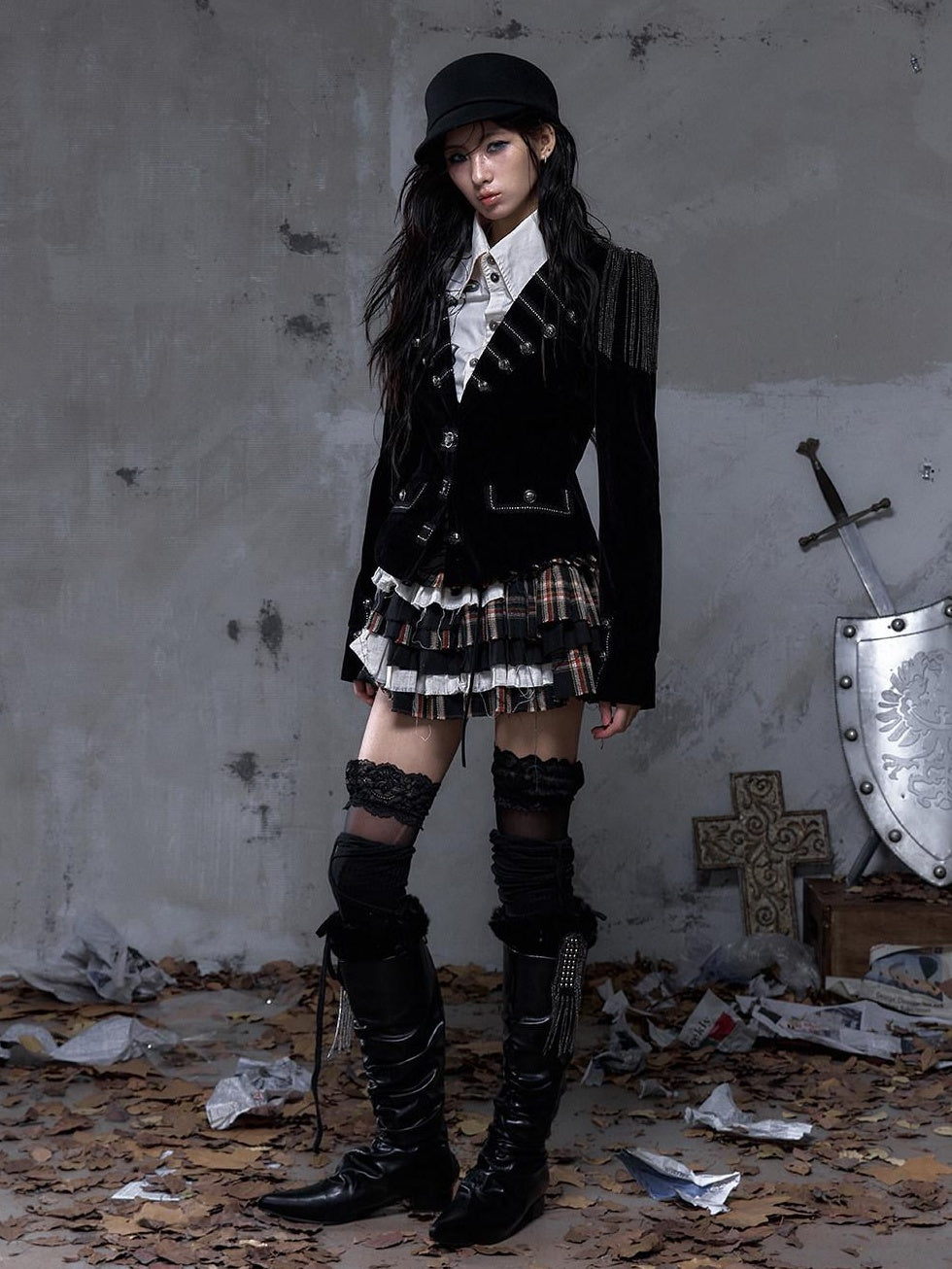 NO ROMANCE Layered Low Waist Punk Cake Skirt Loose Linen Cotton Youth Citywalk Mini Skirts