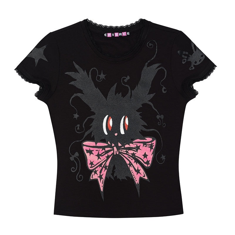CFIERCE_Slim_Casual_Linen_Cropped_Printed_Butterfly_Bow_Animal_Print_Women_Pullover_MISSTT