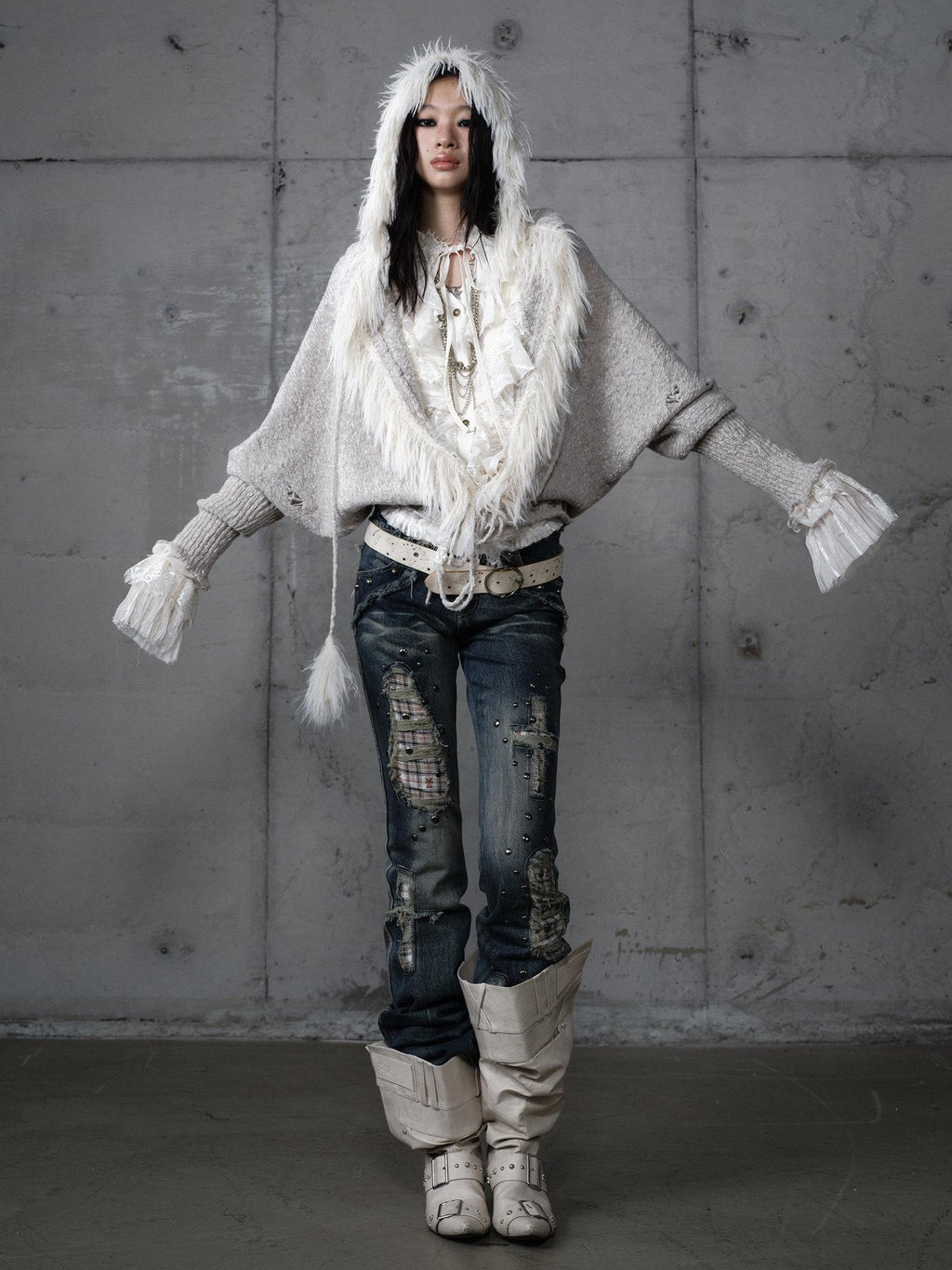 NO ROMANCE Cozy Wool Blend Vintage Loose Fringe Batwing Cardigan Women Knit Sweaters
