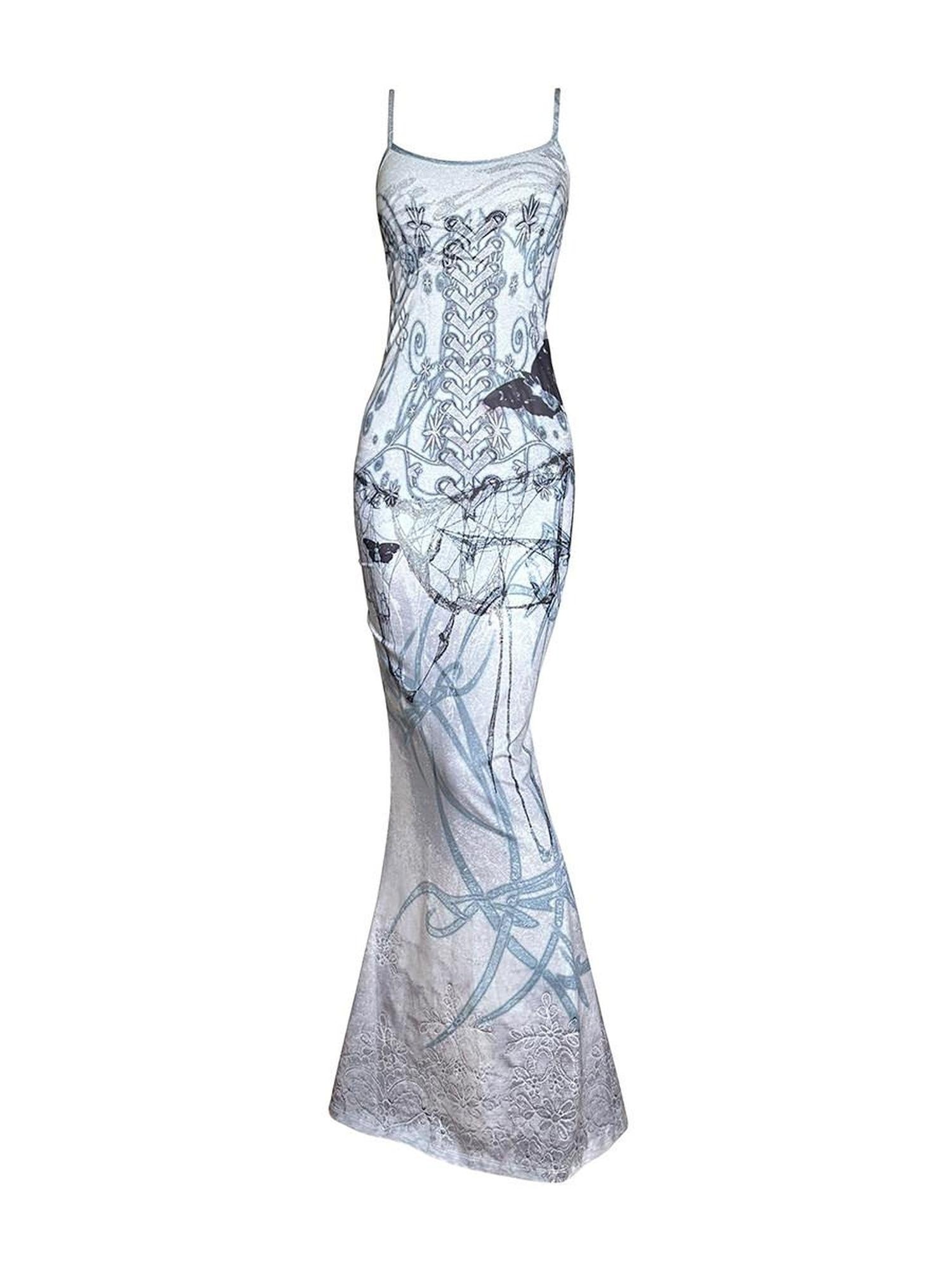 CFIERCE Elegant Bodycon Sleeveless Mermaid Mid Waist Gray Polyester Stretch Dress