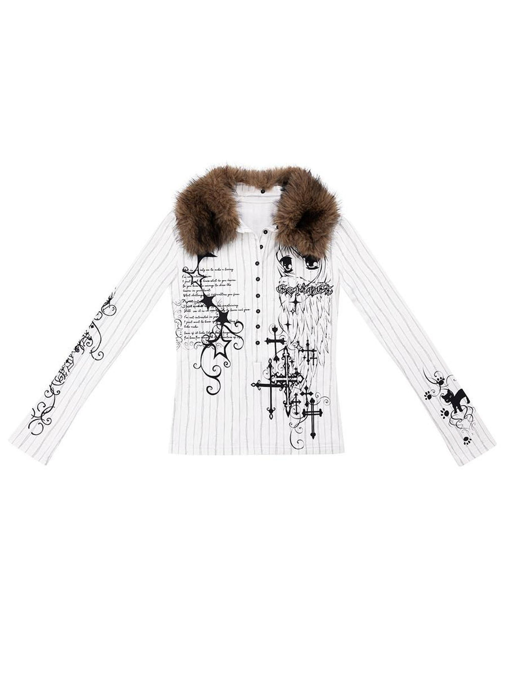 CFIERCE Stretch Cotton Slim Fit Creative Animal Print Casual Long Sleeve Polo Shirt