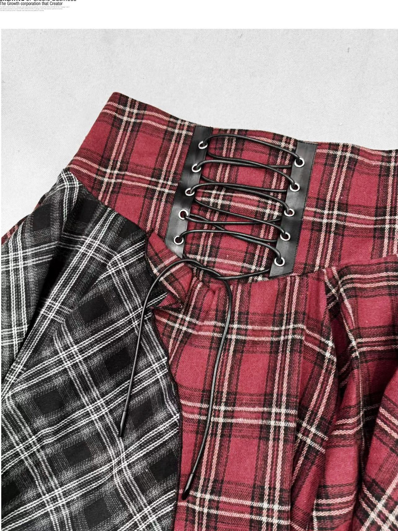 ReddaChic Cotton Patchwork A Line Hem For Women High Waist Short Sleeve T-Shirts