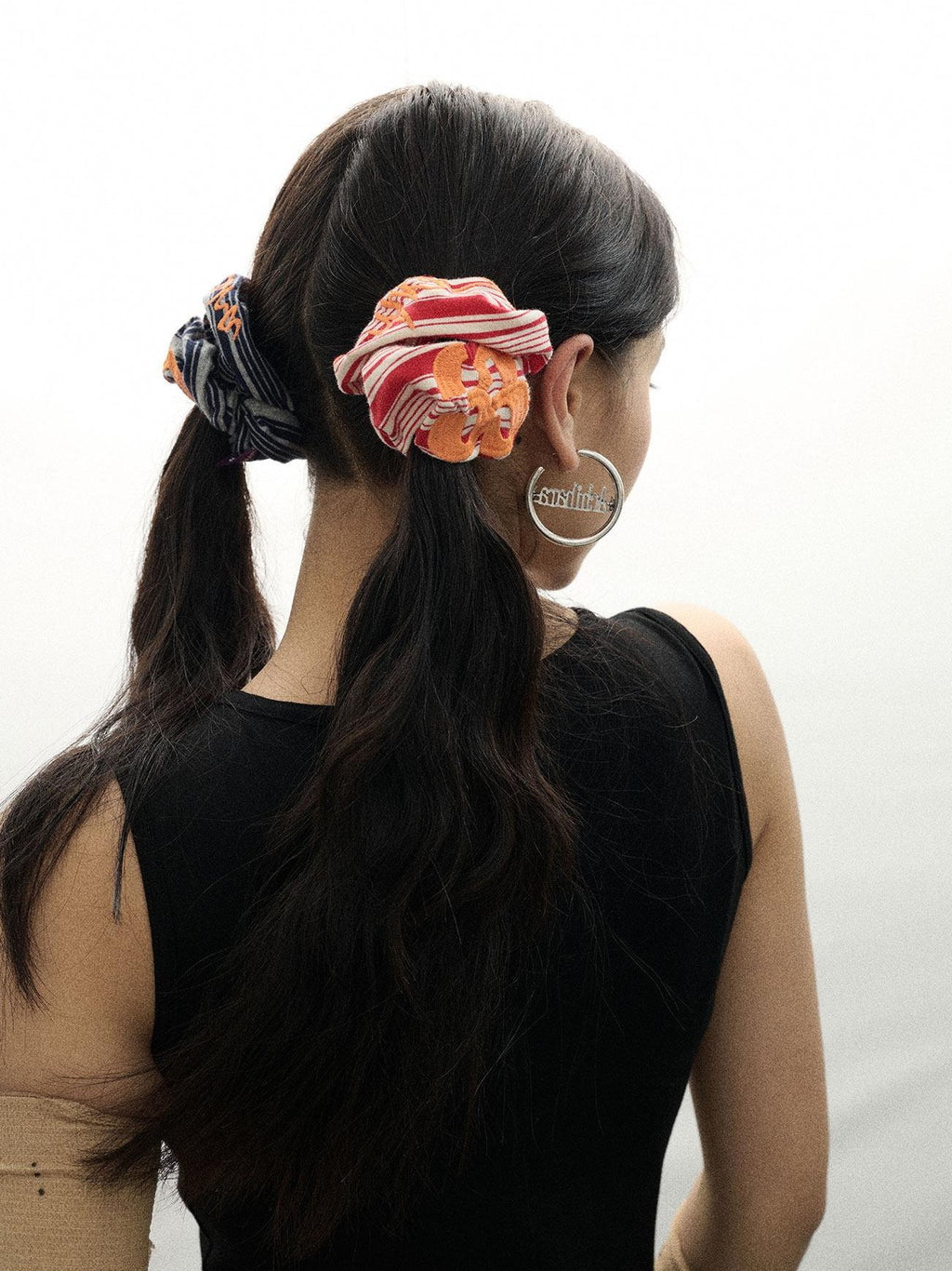 Achihara Watermelon Striped Red White And Blue Gray Soft Women'S Hair Ties