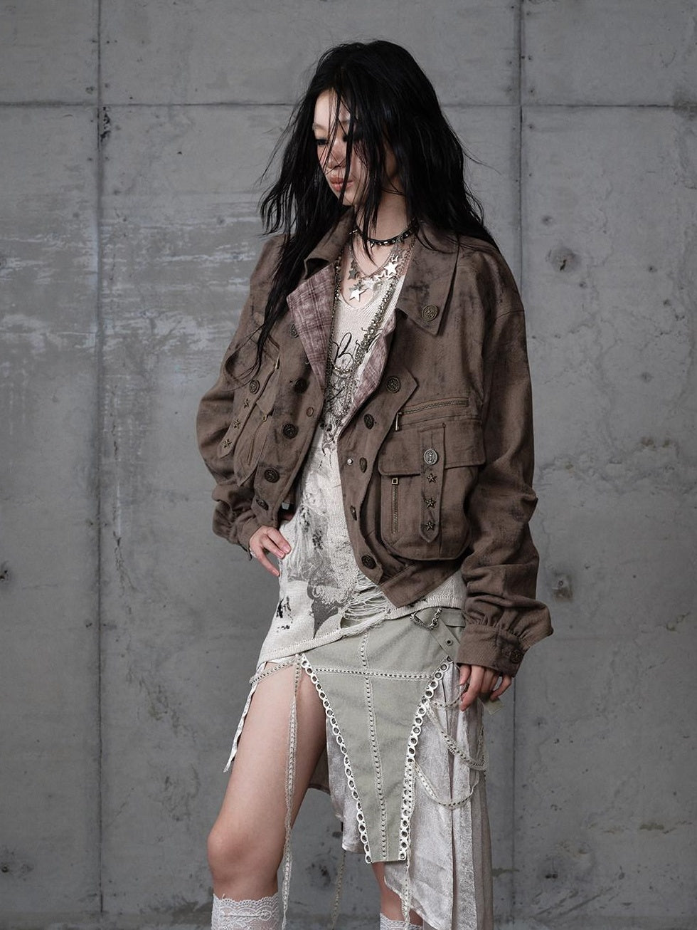 NO ROMANCE Vintage Oversized Plaid Lapel Button Front Long Sleeve Women Casual Jackets