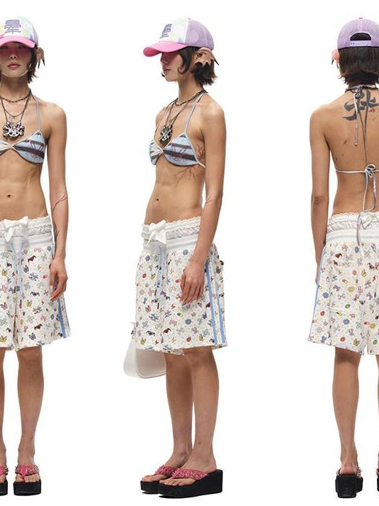CFIERCE 100% Cotton Street Relaxed Wide Leg Drawstring Natural Waist Pocket Youth White