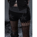 Frustration_Garden_Asymmetric_Striped_Patchwork_Slim_Low_Rise_Women_Black_Grey_Short_Trousers_MISSTT