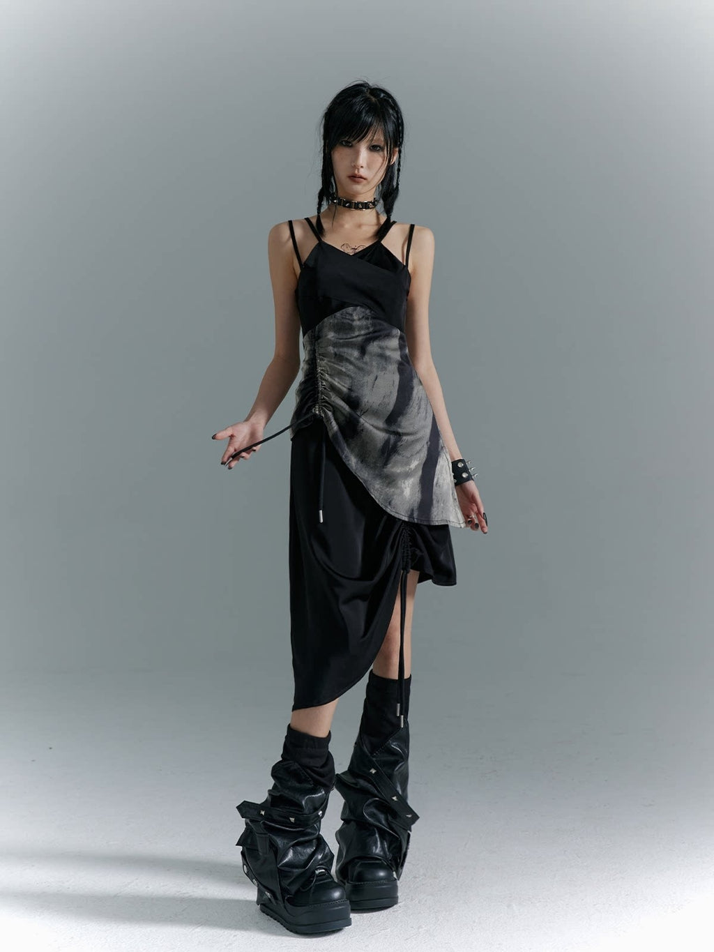 Frustration_Garden_Elegant_New_Chinese_Black_Polyester_Spaghetti_Strap_Street_Slip_Midi_Dresses_MISSTT