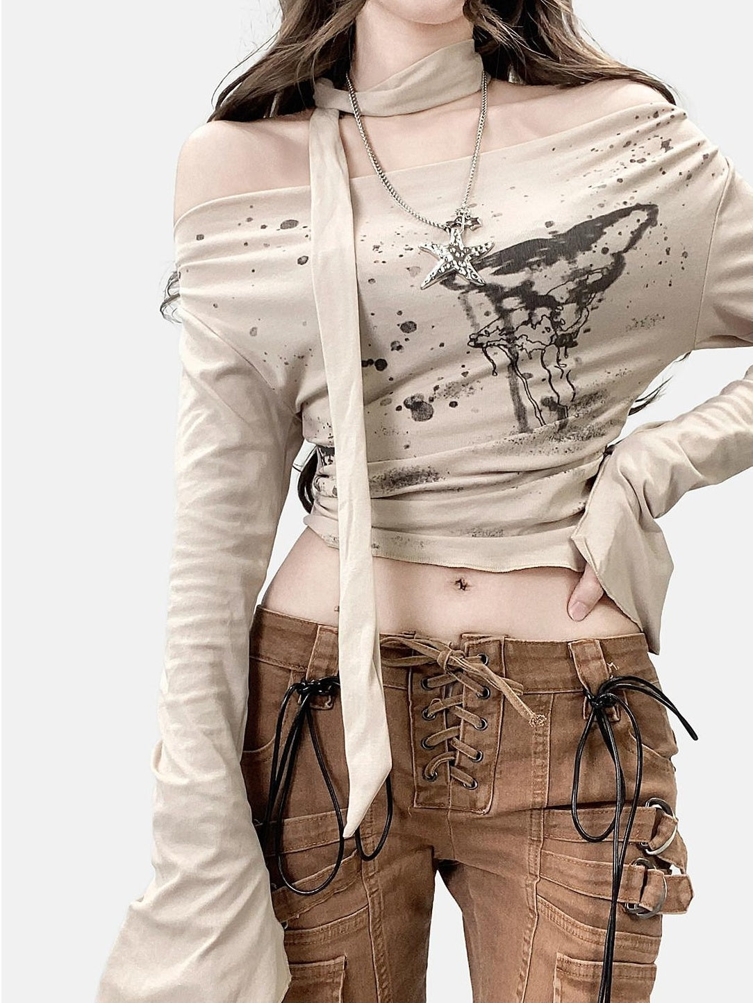 ReddaChic Moisture Wicking Apricot Printed Slim Crop Office Casual Women Tank Tops