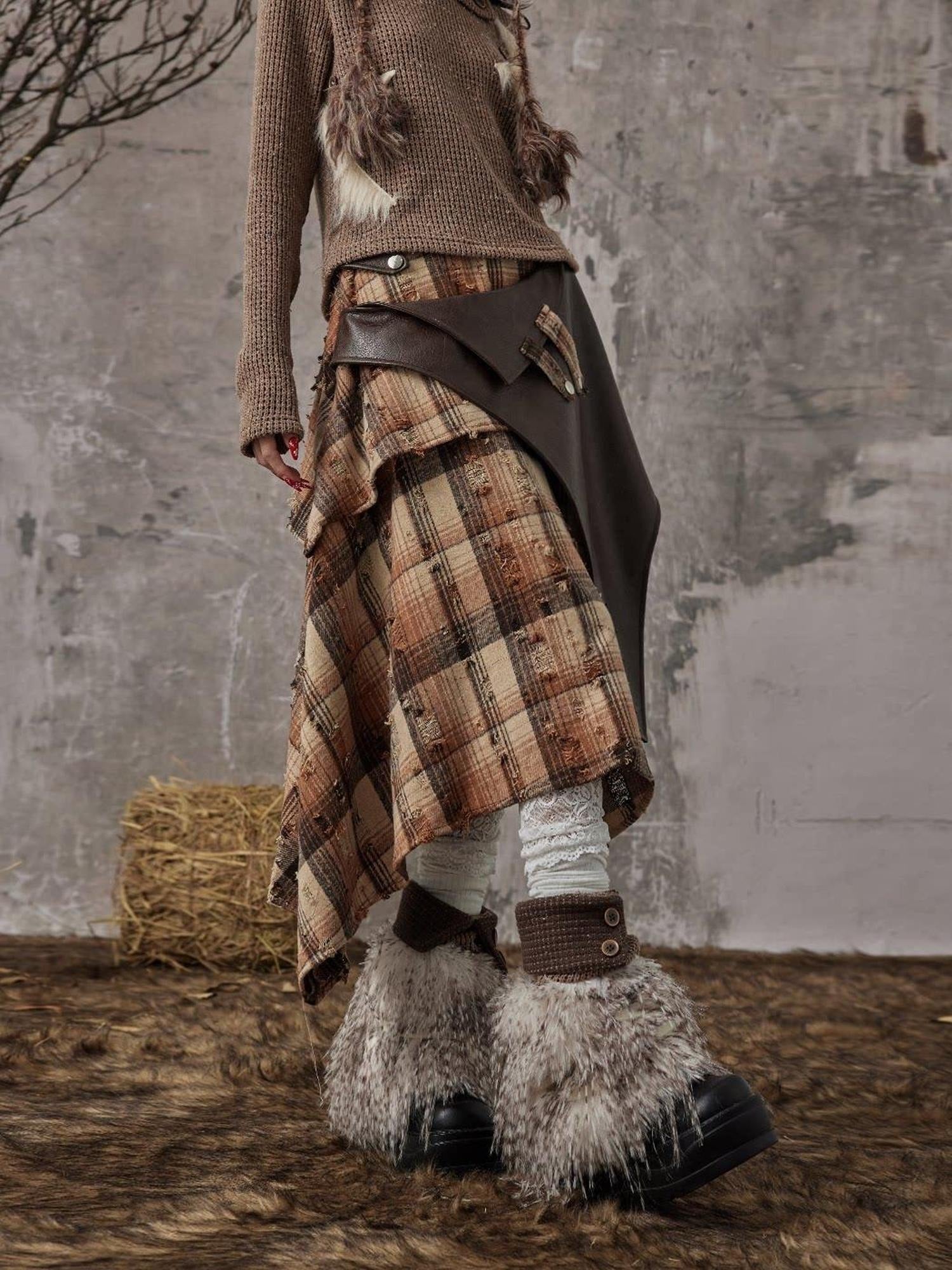 Frustration Garden Cozy Thick Slouchy Scrunch Edgy Style For Women Brown Fashion Leg Warmers