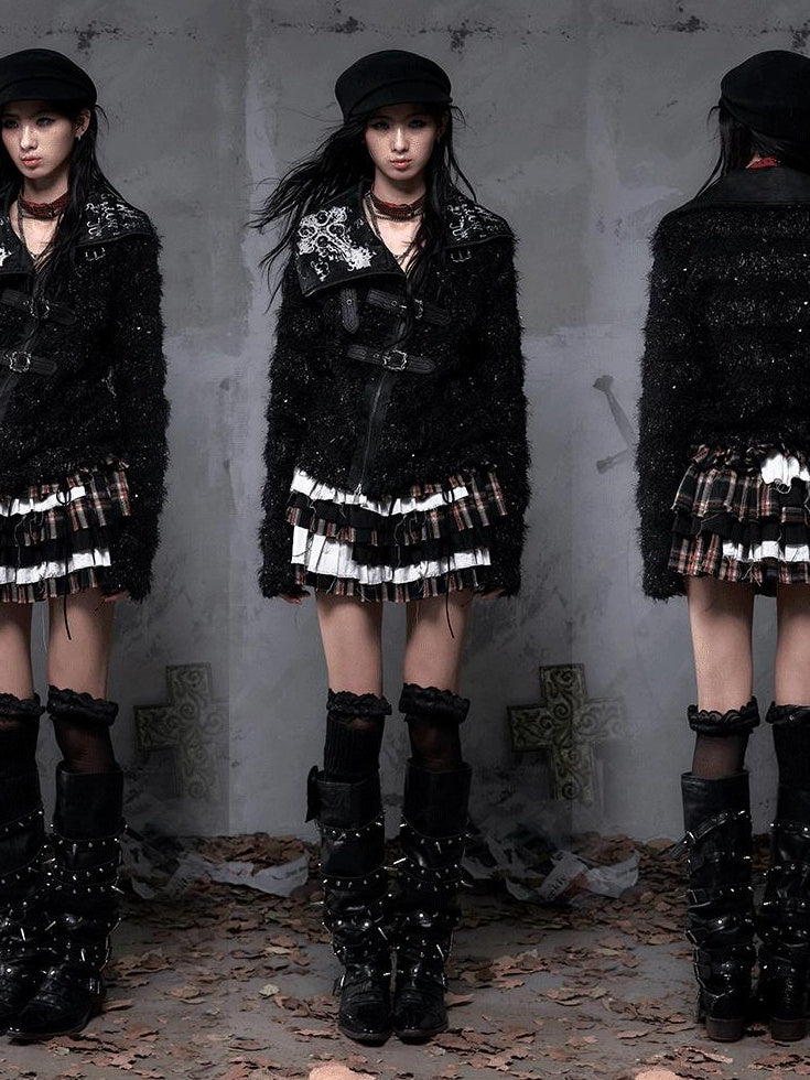 NO ROMANCE Layered Low Waist Punk Cake Skirt Loose Linen Cotton Youth Citywalk Mini Skirts