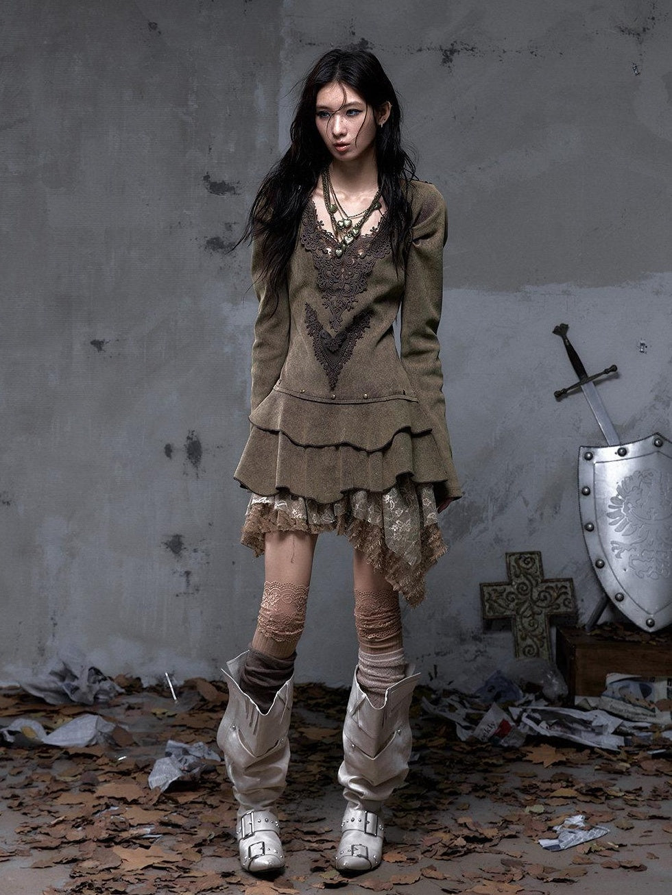NO ROMANCE Regal Aline V-neck Longsleeve Fitted Knit Women Party Casual Mini Dresses